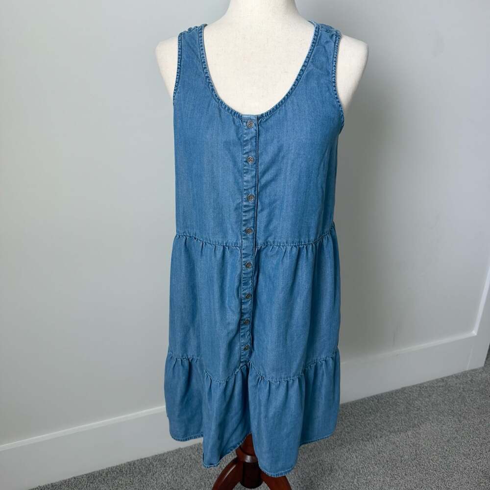 beachlunchlounge Tiered Chambray Dress